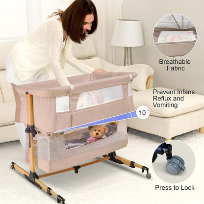 cutebeams Baby Bassinet, 4 in 1 Stable Bedside Bassinet for Baby (photo 4)