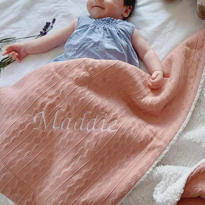 DOYOUWE Personalized Embroidered Baby Blanket, Custom Baby Name Swaddle Fleece Blanket, Custom Name Kids Gift, Custom