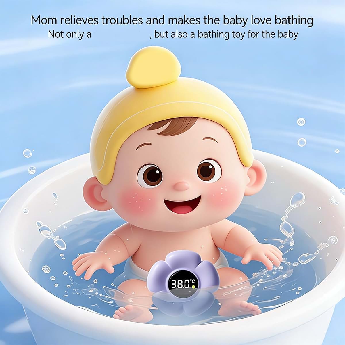 Tkidplw Babies Bath Thermometer With LED Display Cartoon Flower Shaped (photo 3)