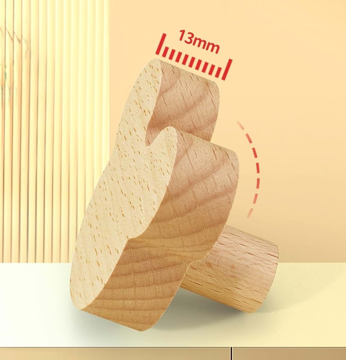 Pilyon Wooden Door Knobs 2 Pack Cartoon Animal Handles