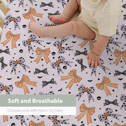 Spooky Bows Fitted Crib Mattress Sheet for Standard or Toddler Crib