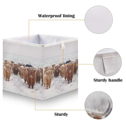 Linqin Scottish Highland Cow Print Storage Basket