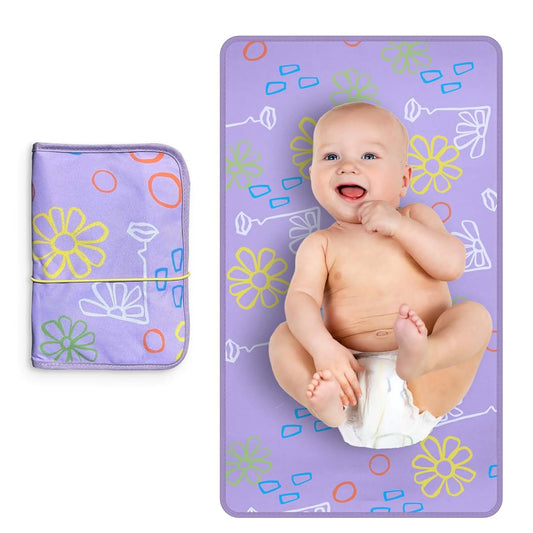 Freestyle Portable Diaper Changing Pad | Foldable, Waterproof Baby Changing Pad With Stylish Wet Wipes Pouch | Travel