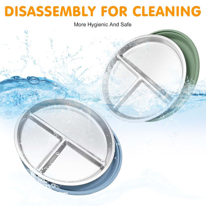 JVEOO 4 Pack Stainless Steel Toddler Plates with Suction Base, 9 Inch, Divided Design