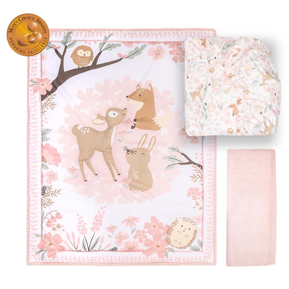 The Peanutshell 3 Piece Crib Bedding Set - Woodland Theme Nursery Decor