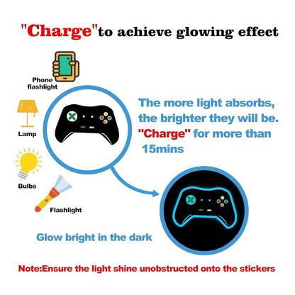 BabyOneStop Game Wall Decals Glow In The Dark Gaming Stickers (Blue)