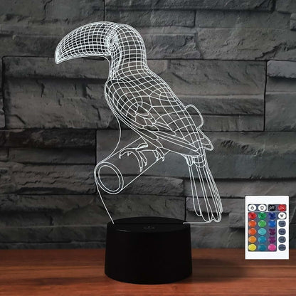 FLRXHK Bird 3D Illusion Night Light Touch Desk Lamp
