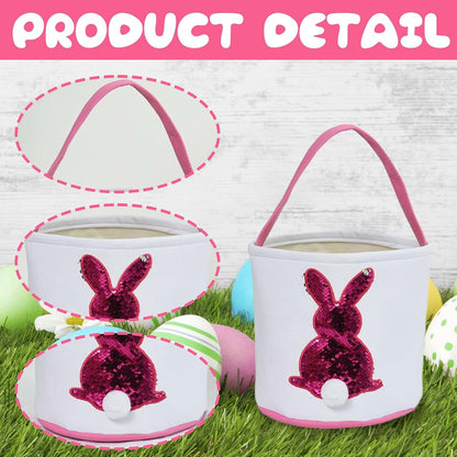 Joyesplay Easter Bunny Baskets, Canvas Bunny Eggs Hunt Basket Egg Bags with Handles, Easter GrassHandbag Rabbit Fluffy (photo 4)