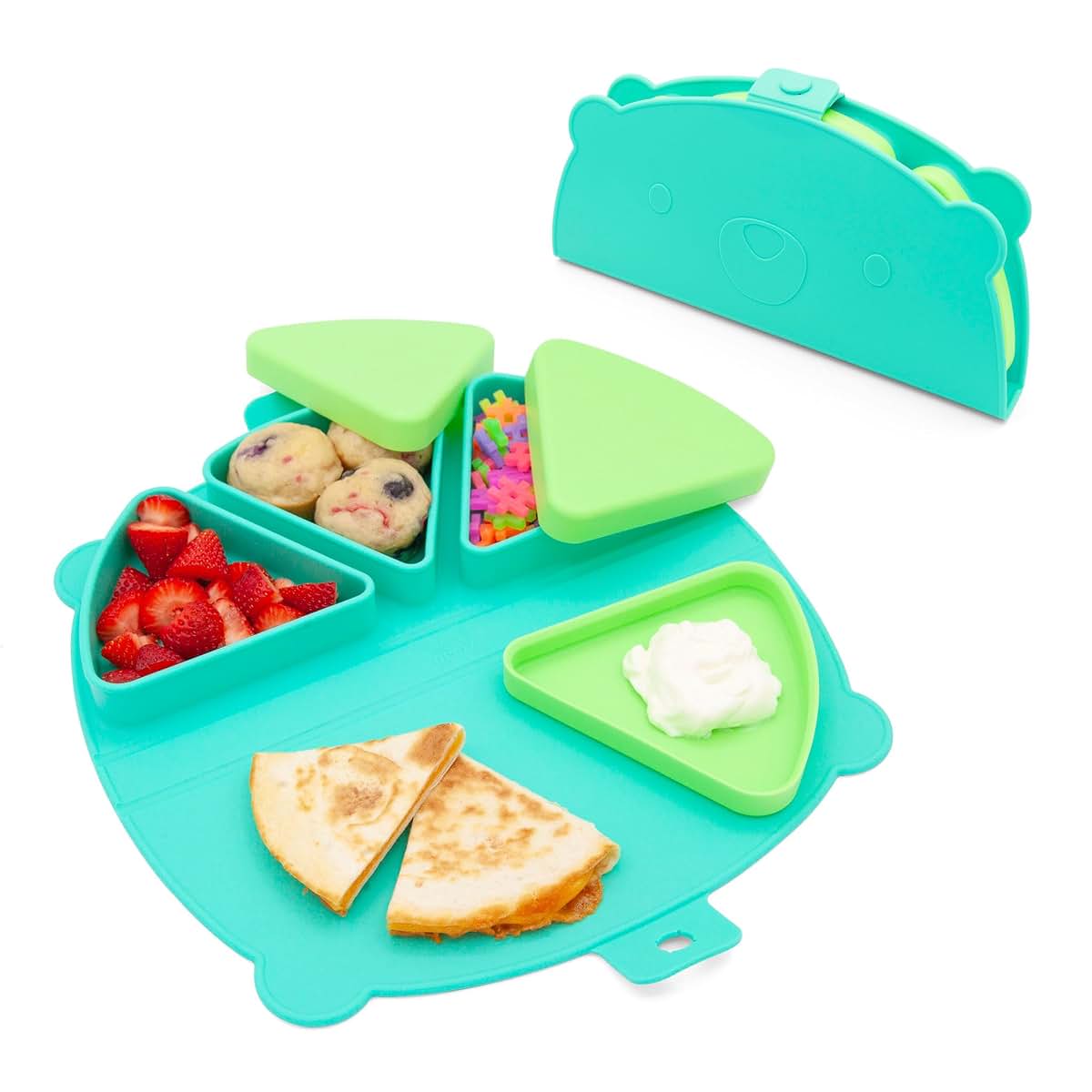 321 Grow Silicone On-The-Go Snack Mat With 3 Compartments And Lids