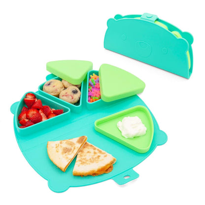 321 Grow Silicone On-The-Go Snack Mat With 3 Compartments And Lids