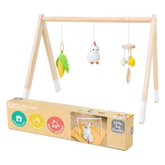 Little Big Friends Wooden Baby Activity Gym - Farm Theme Montessori Play Gym