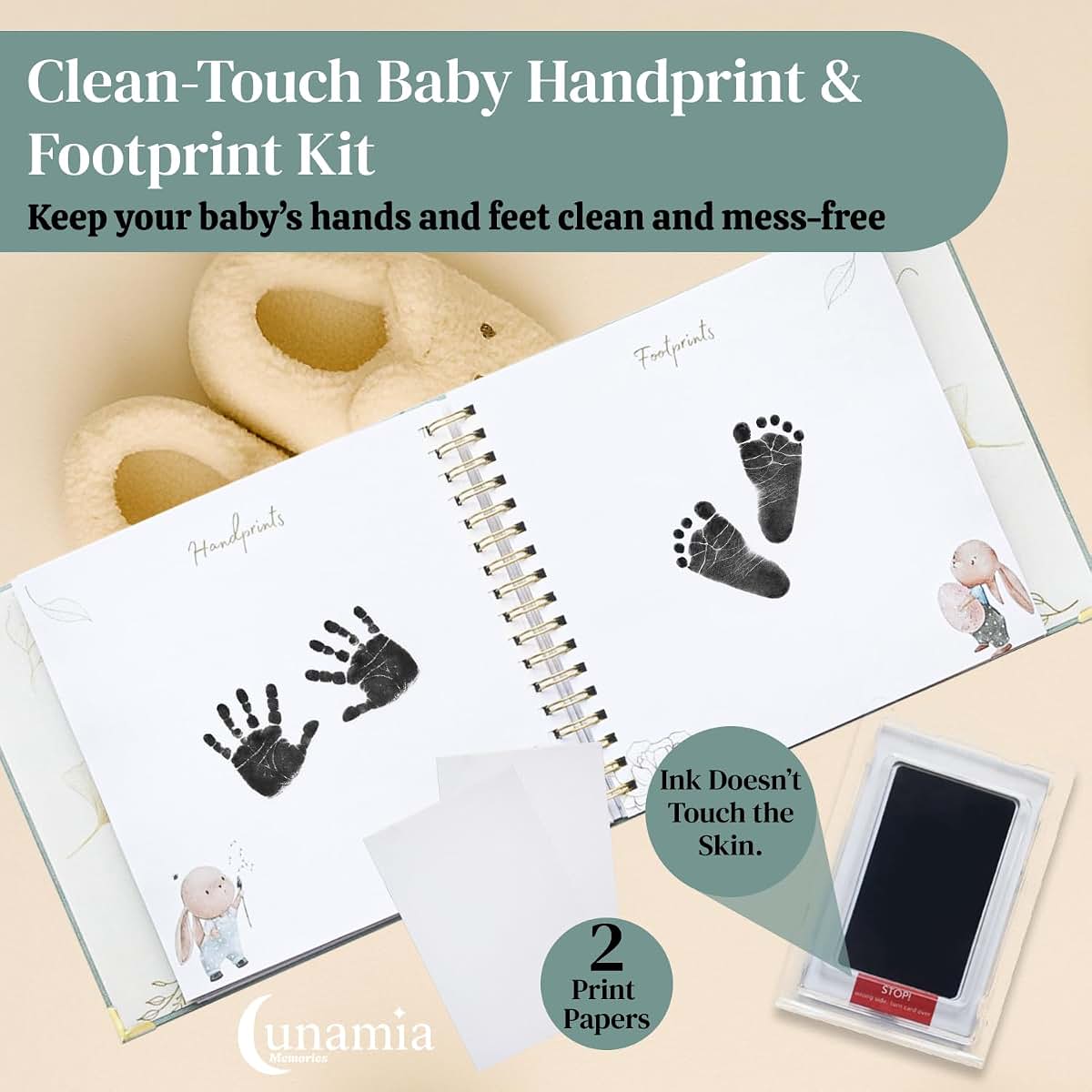 Lunamia Memories Baby Memory Book And Keepsake Journal In Green (photo 3)