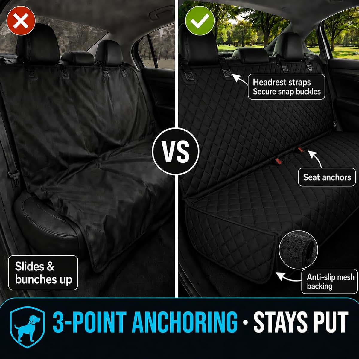 Dog Car Seat Cover Protector | Waterproof Back Seat Shield for SUVs