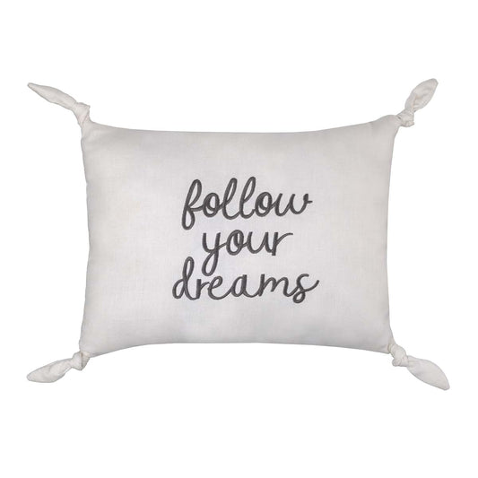 Nojo Follow Your Dreams Embroidered Decorative Pillow