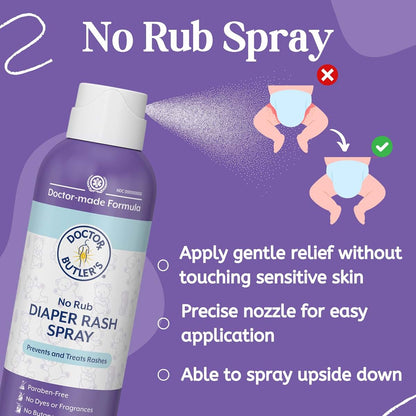 Doctor Butler's No Rub Diaper Rash Spray for Baby Skin Care