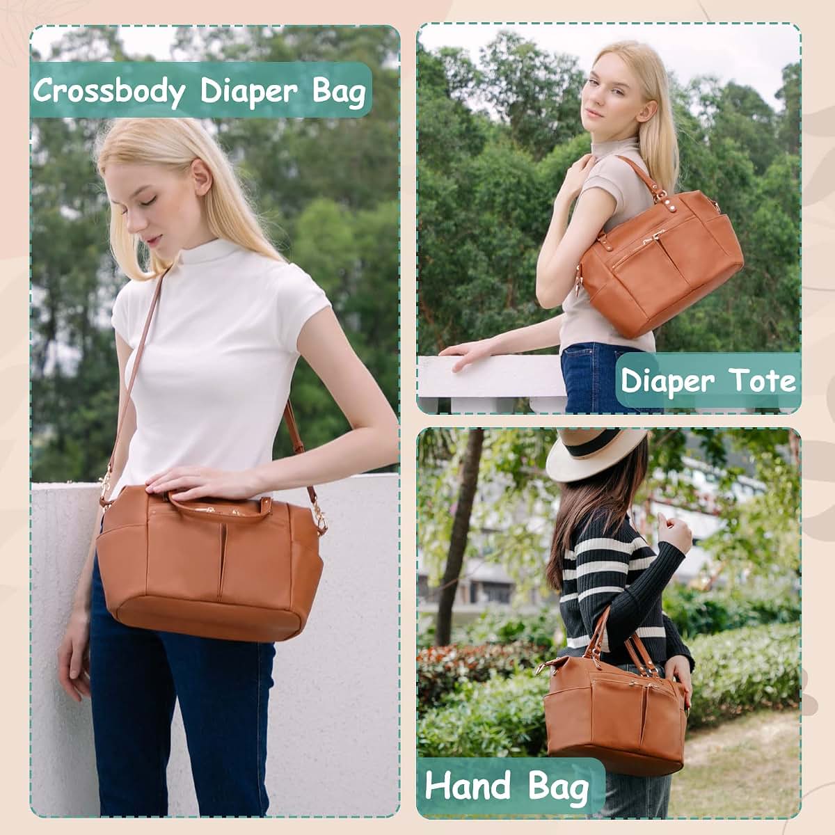 MOMINSIDE Small Diaper Bag Tote with 13 Pockets for Mom