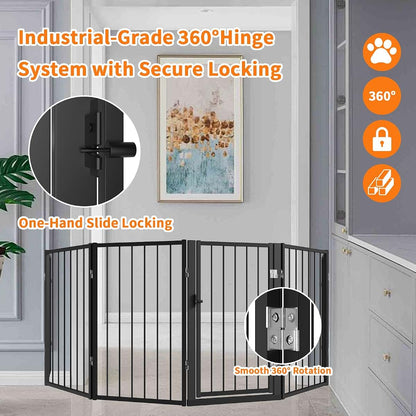 Aiksiwai Metal Freestanding Dog Gate for Indoor & Outdoor Pet Containment