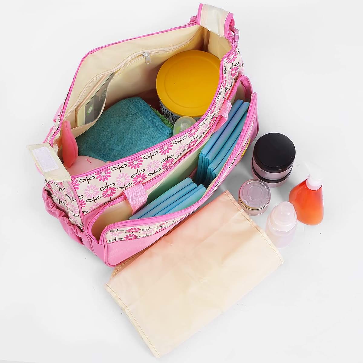 KOCASO 5 Pcs Multifunctional Set Baby Changing Diaper Nappy Bag, Maternity Mummy Handbag, Portable Nappy Basket Storage (photo 3)