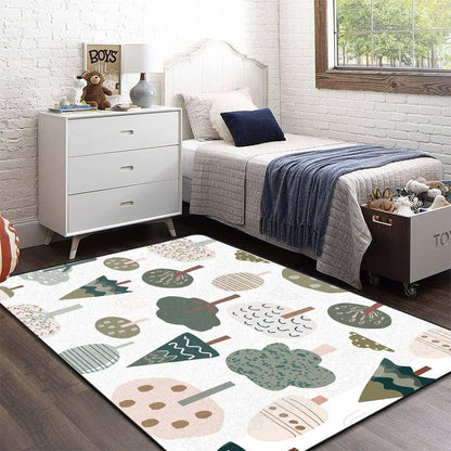Opnerlknc Soft Kids Play Area Rug Forest Texture Shaggy Carpet