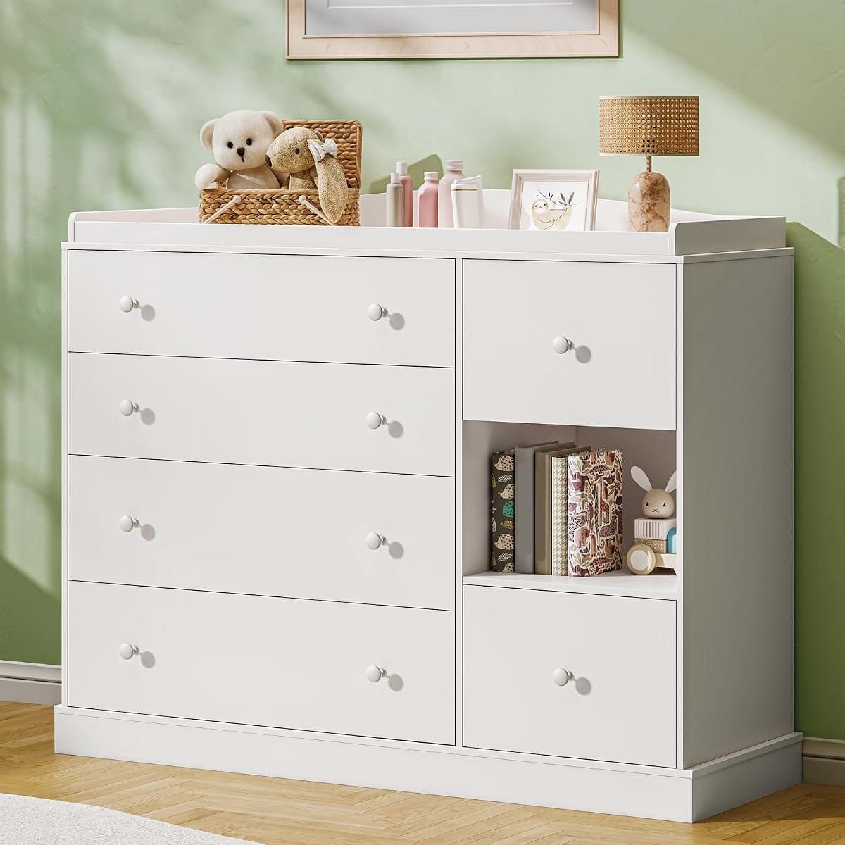 Halitaa Kids Dresser Cabinet with 6 Drawers for Nursery Storage