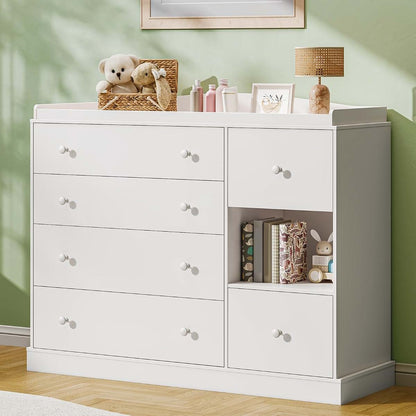 Halitaa Kids Dresser Cabinet with 6 Drawers for Nursery Storage