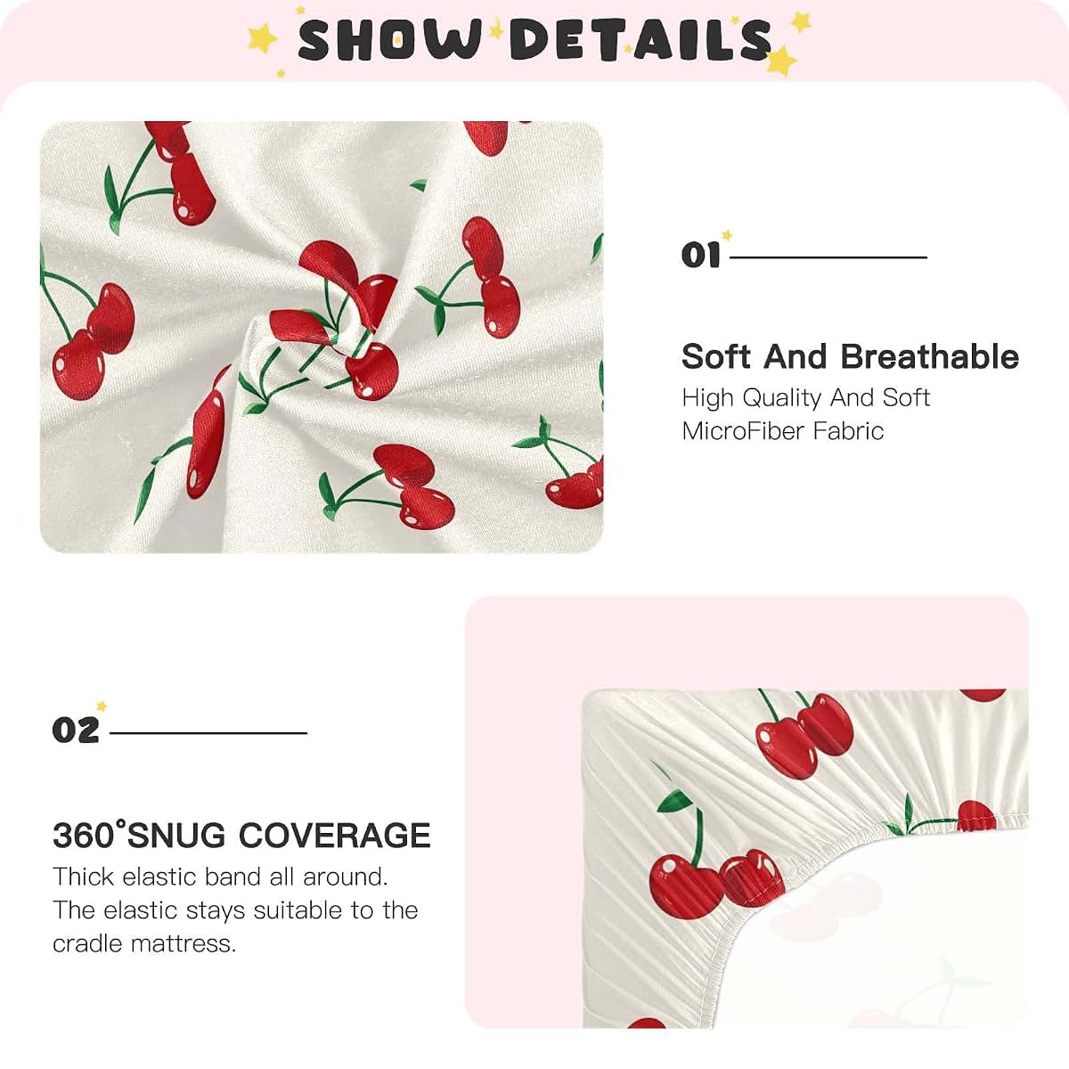 Sweet Pattern Designs Fitted Crib Sheet for Standard Mattress