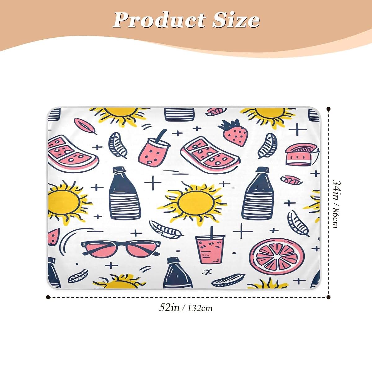 Staytop Cute Cartoon Beach Theme Waterproof Bed Pad 34" X 52"