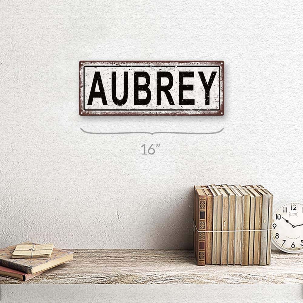 Homebody Accents Aubrey 6x16 Inch Metal Sign for Kids Room and Nursery Wall Decor