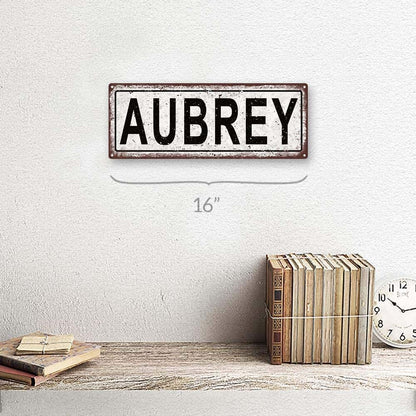 Homebody Accents Aubrey 6x16 Inch Metal Sign for Kids Room and Nursery Wall Decor