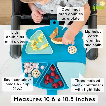 321 Grow Silicone On-The-Go Snack Mat With 3 Compartments And Lids (photo 3)