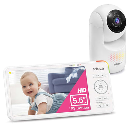 VTech Video Baby Monitor No WiFi 5.5 Inch HD IPS Screen Pan Tilt Zoom