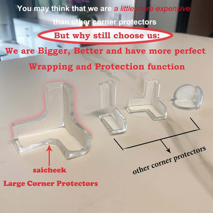 Saicheek 4Pcs Silicone T-Shaped Table Corner Protectors, Clear, 1.7 Inch