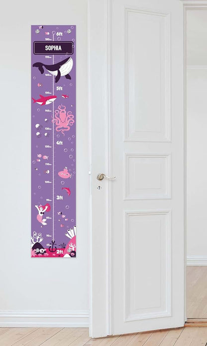 Personalization Mall Personalized Gifts Nautical Whale Aquatic Purple Growth Chart - 2-Pack