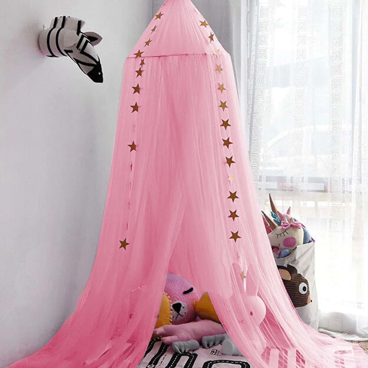 Jolitac Princess Bed Canopy Round Lace Mosquito Net, Rose