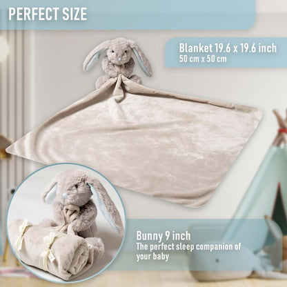 Baby Bunny Lovey Super Soft Large Security Blanket 19.6 Inches Blue Rabbit