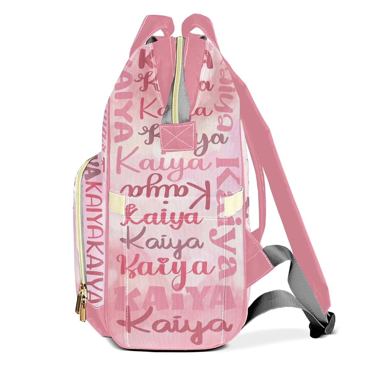 LiSoAkWE Gradient Rose with Name Personalized Diaper Bag Backpack with Name,Customized Nappy Backpack for Baby Girls (photo 3)