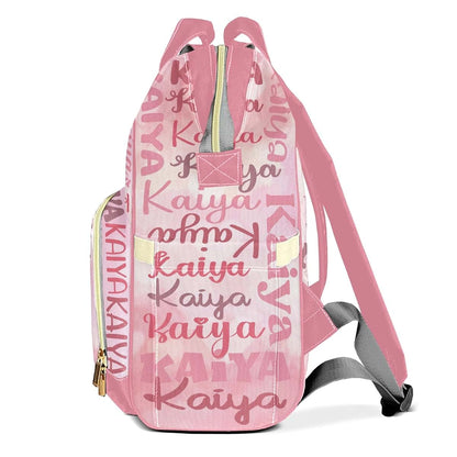 LiSoAkWE Gradient Rose with Name Personalized Diaper Bag Backpack with Name,Customized Nappy Backpack for Baby Girls (photo 3)