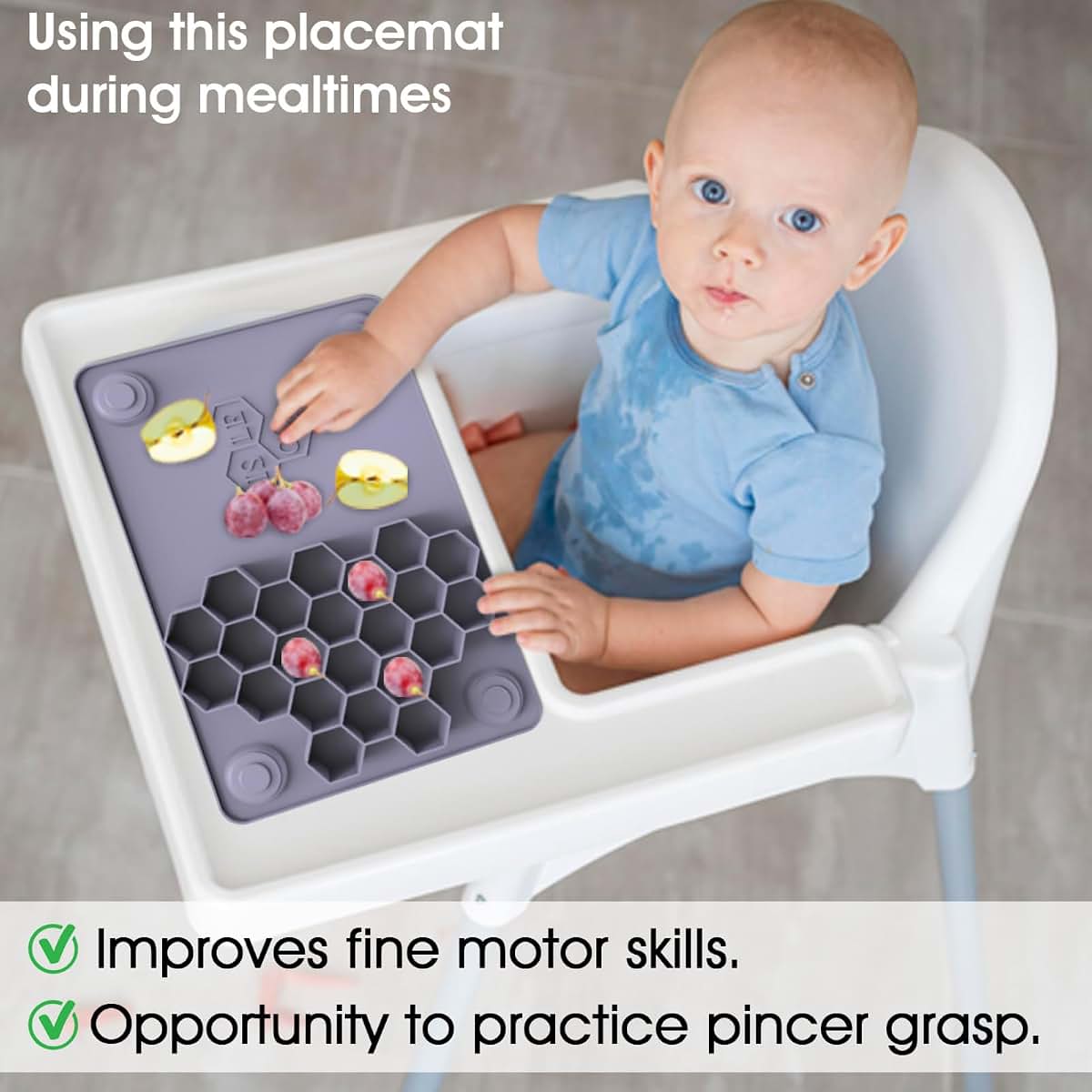 Pincer Pal Silicone Placemat for Baby Self-Feeding and Fine Motor Skills