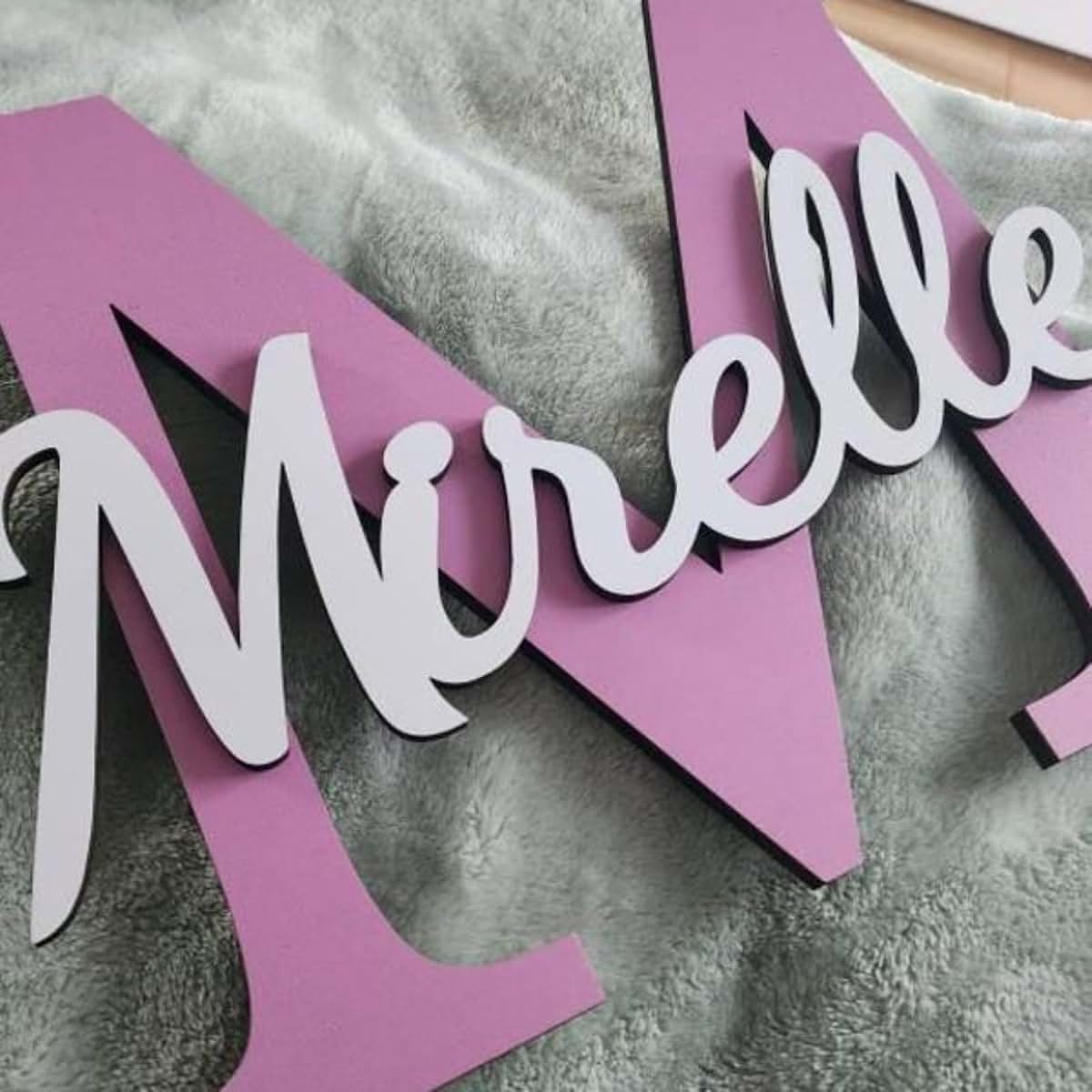 Gufacai Personalized Wooden Name Sign for Nursery Wall Decor,Custom Initials 3D Letter Family Name Sign,Baby Room Door