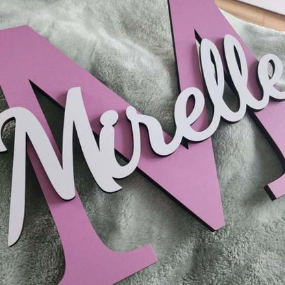 Gufacai Personalized Wooden Name Sign for Nursery Wall Decor,Custom Initials 3D Letter Family Name Sign,Baby Room Door