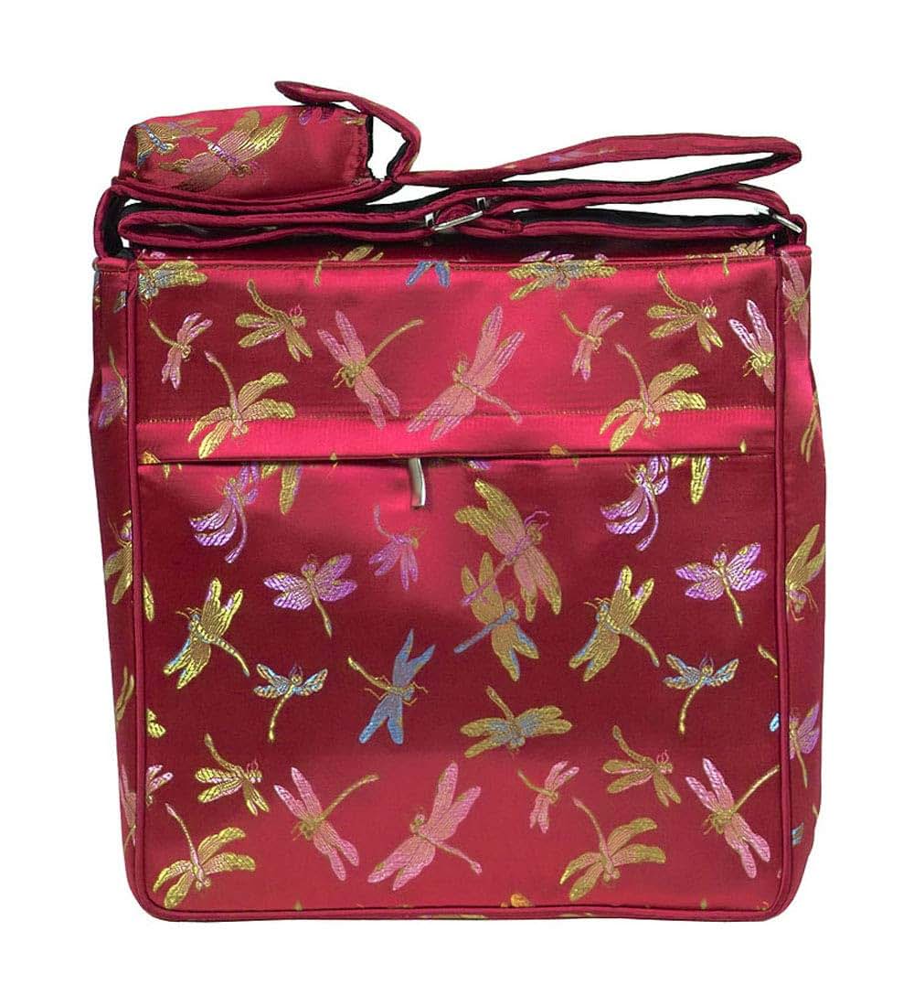 I Frogee Dark Red Dragonfly Brocade Diaper Bag And Messenger Shoulder Bag