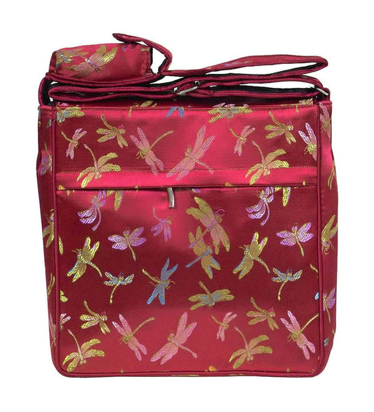 I Frogee Dark Red Dragonfly Brocade Diaper Bag And Messenger Shoulder Bag