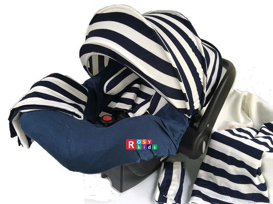 Rosy Kids 9pc Unisex Baby Boy Girl Ultimate Set of Infant Car Seat Cover Canopy Headrest Blanket Hat Nursing Scarf