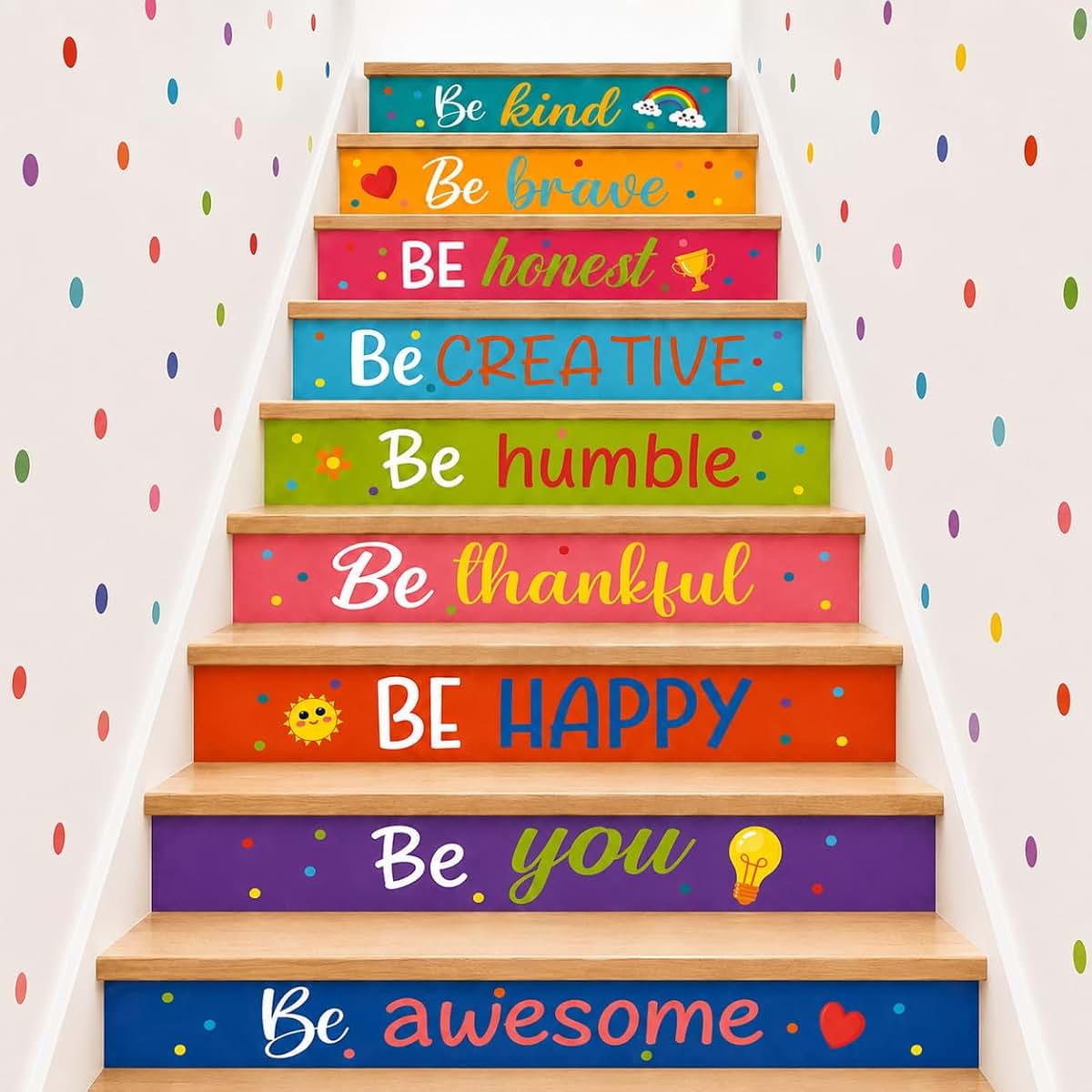 Cinrobiye Inspirational Classroom Stair Decals for Educational Spaces