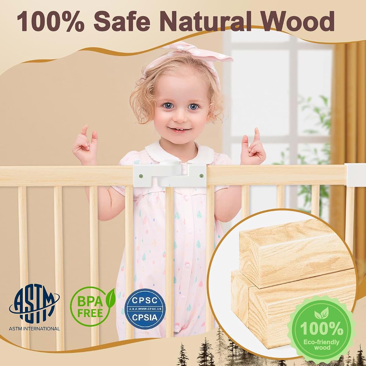 Playpen & Baby Gate | Solid Wood Play Area for Toddlers