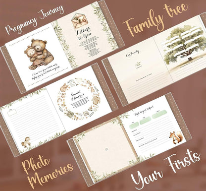 Alejastore Baby Album and Memory Book with Teddy Bear Design