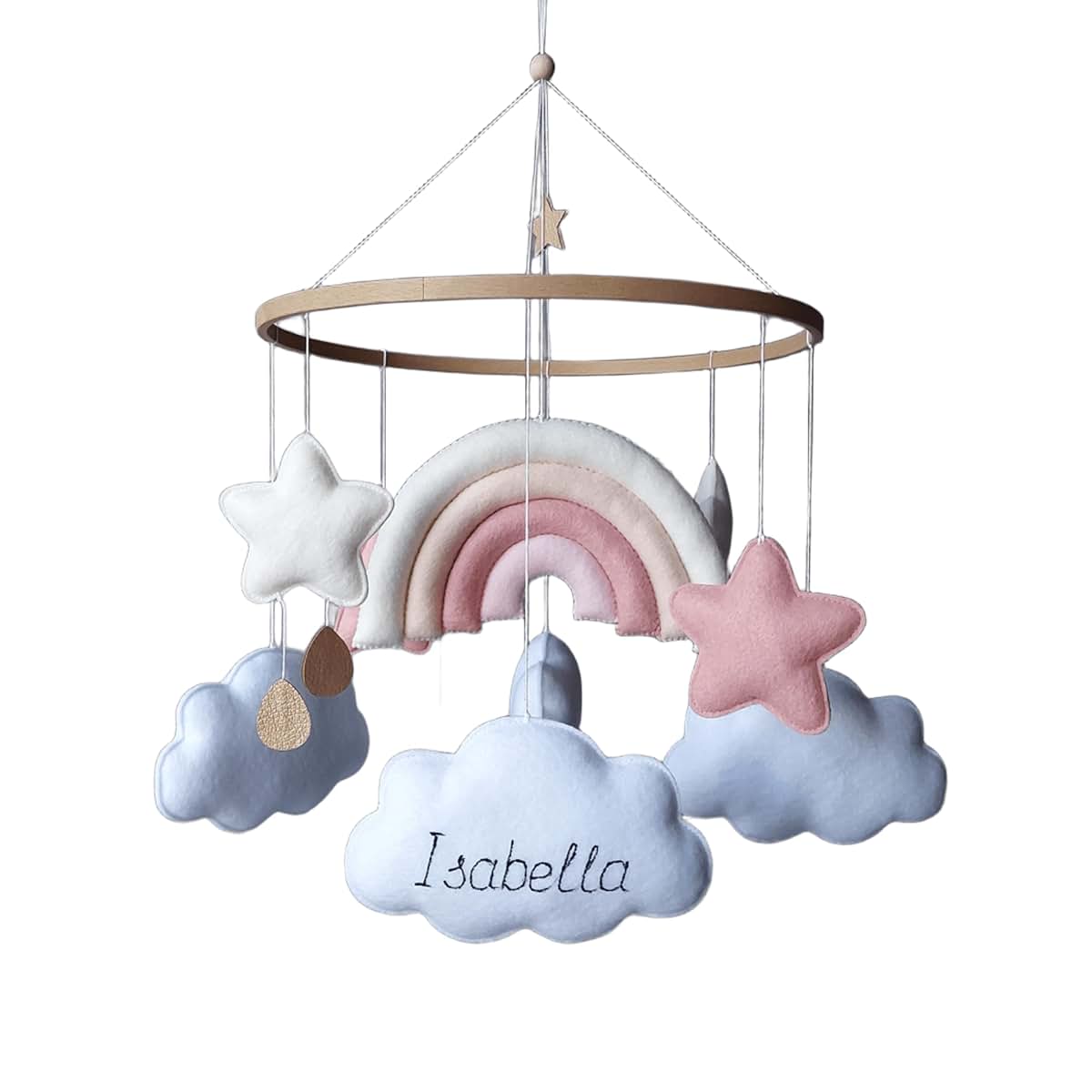 Baby Care Studio Crib Mobile For Girls Pink Rainbow Clouds