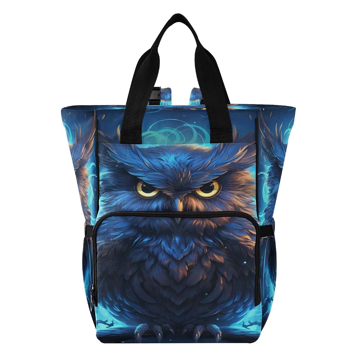 LINNIKEEEE Cool Blue Owl Diaper Bag Travel Backpack Large Capacity Tote Mom Bags for Dad Women Girls