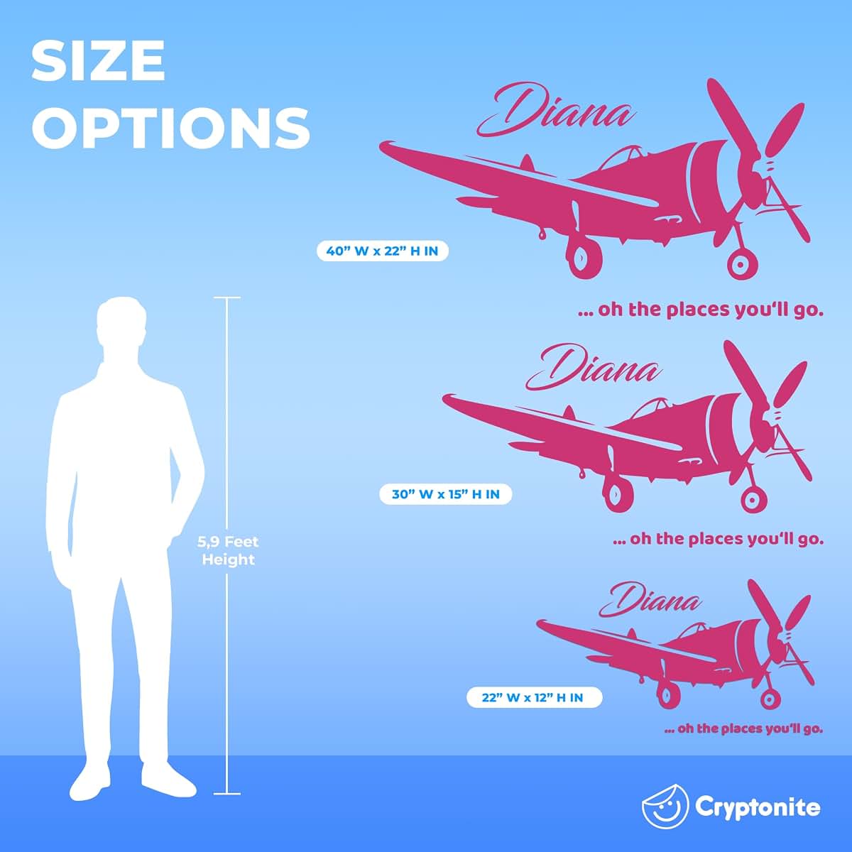 CRYPTONITE Custom Name Transportation Theme - Airplane in the Sky for my Baby - Baby Boy / Girl - Wall Decal Nursery