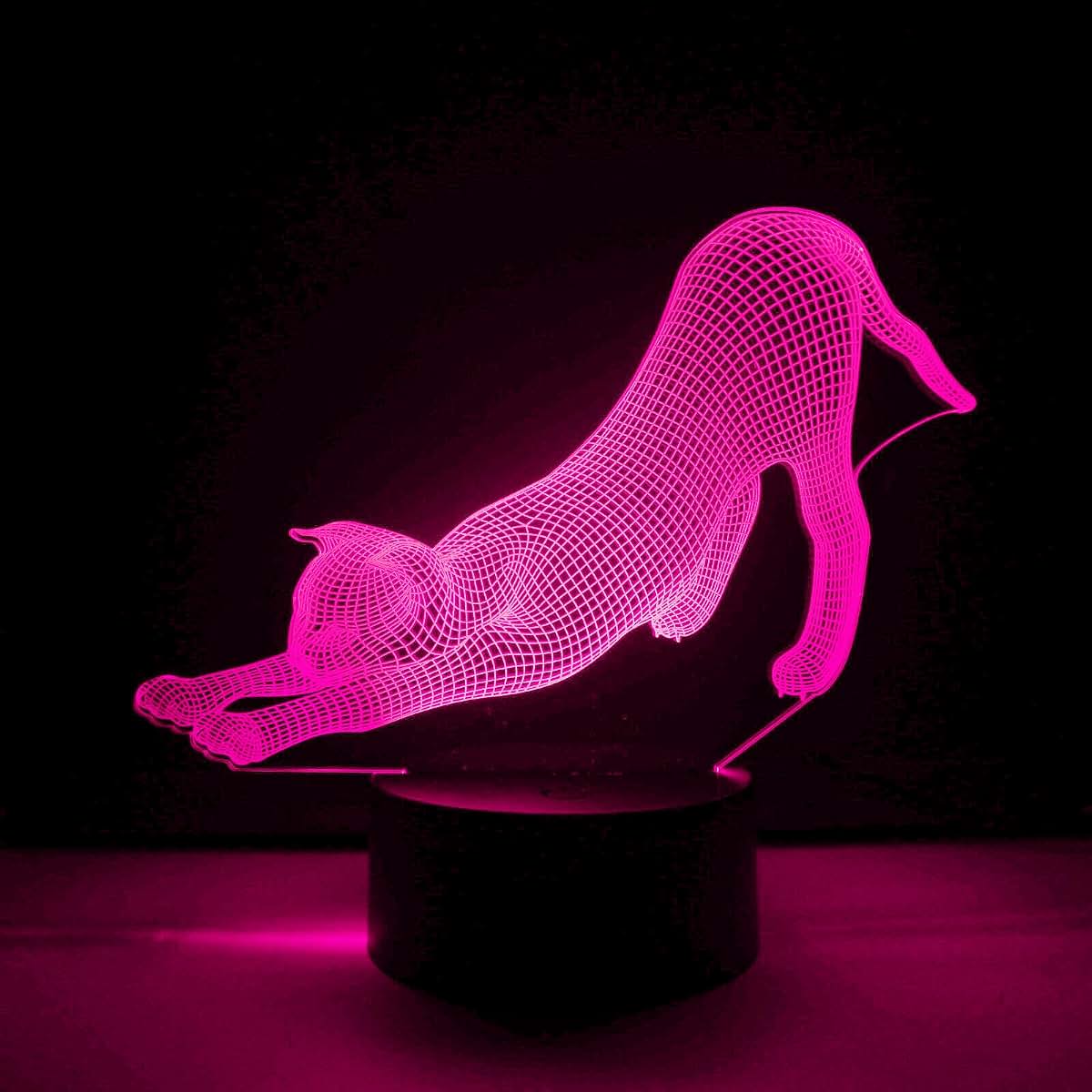Jinnwell 3D Cat Night Light Lamp Illusion 16 Color Changing Table Desk Decoration Lamps Gift with Acrylic Flat ABS Base (photo 4)